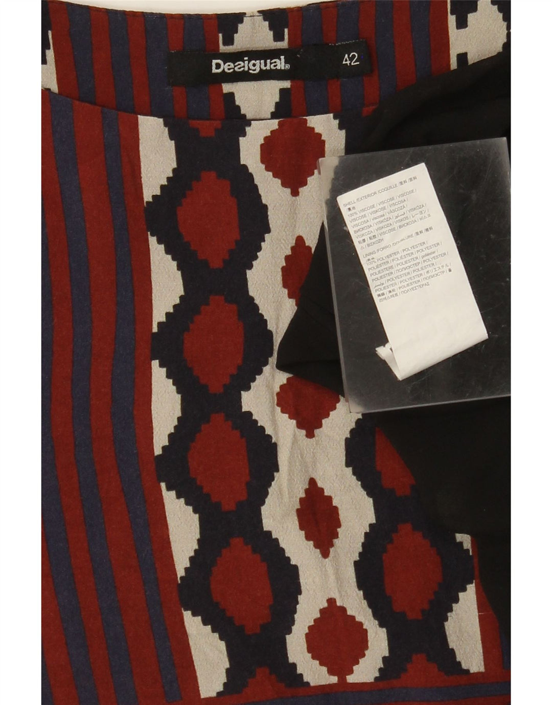 DESIGUAL Robe trapèze pour femme EU 42 Large Multicolore Géométrique