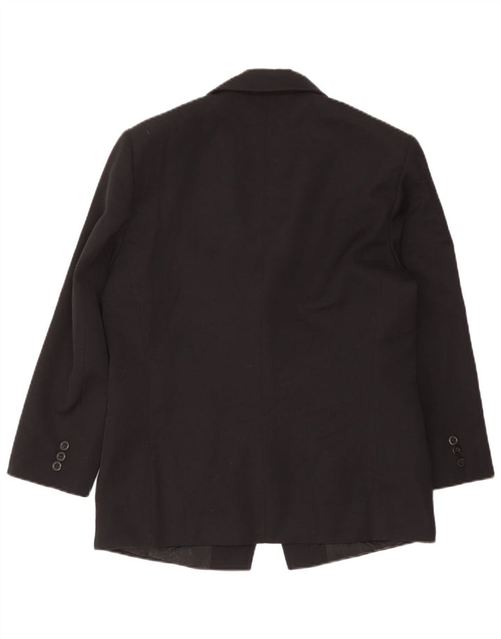 Marella Veste Blazer 1 Bouton pour Femme UK 14 Grande Laine Noire