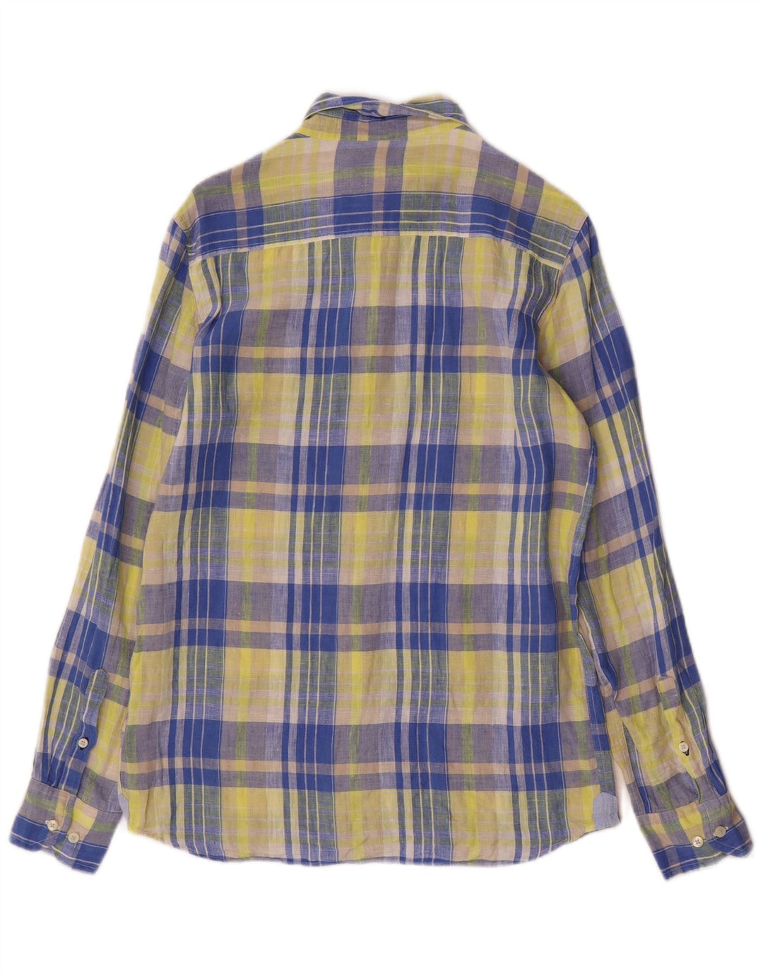 Massimo Dutti Chemise Garçon 13-14 Ans Lin à Carreaux Jaune