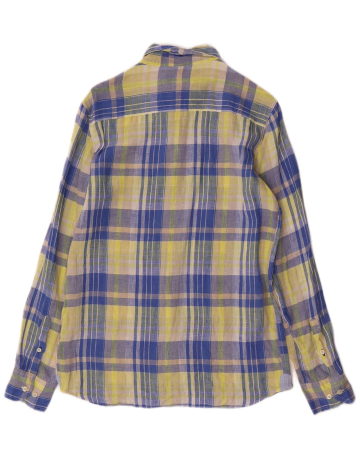 Massimo Dutti Chemise Garçon 13-14 Ans Lin à Carreaux Jaune