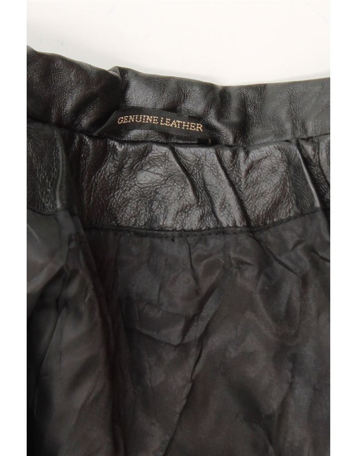 VINTAGE Womens Leather Coat UK 14 Medium Black Leather Vintage Vintage and Second-Hand Vintage from Messina Hembry 