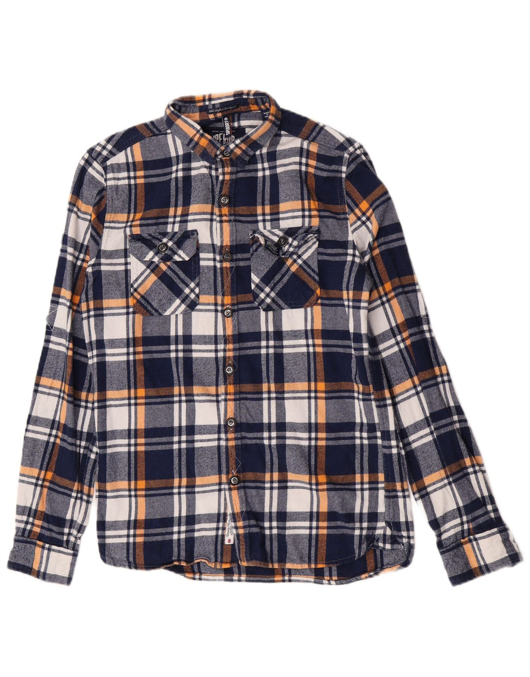 Superdry Chemise Flanelle Homme Bleu Marine Moyen Carreaux Coton