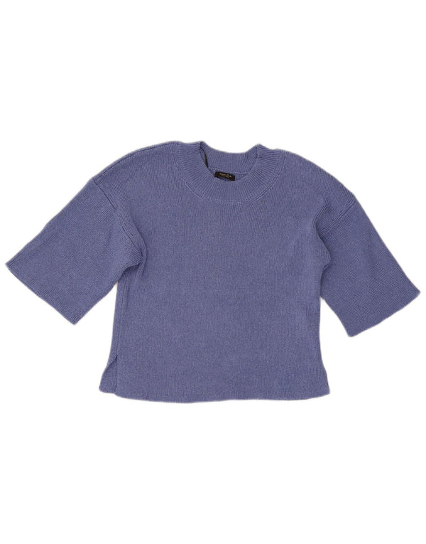 Massimo Dutti Pull court à col rond pour femme UK 6 XS Bleu