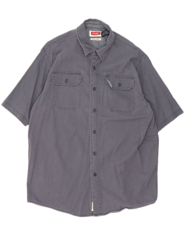 Wrangler Chemise à Manches Courtes Homme Bleu Marine Moyen Coton