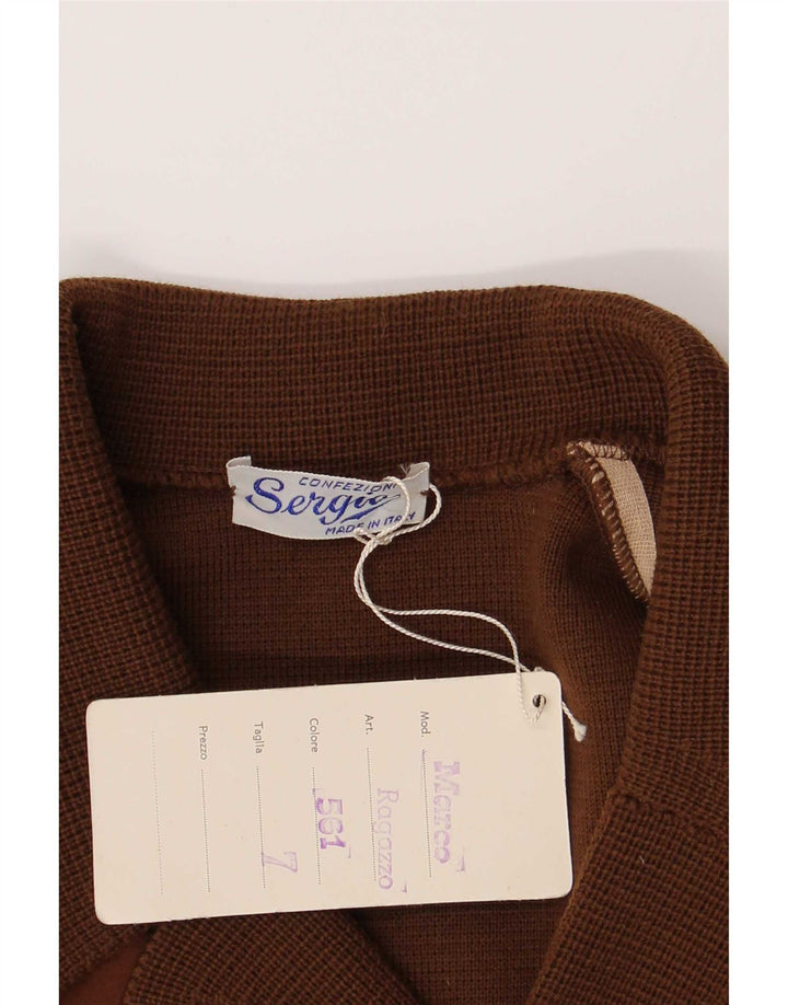 vintage Mens Cardigan Pull Petit Brun