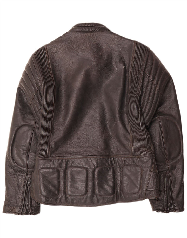 Modeka Veste de motard en cuir pour homme UK 38 Cuir noir moyen