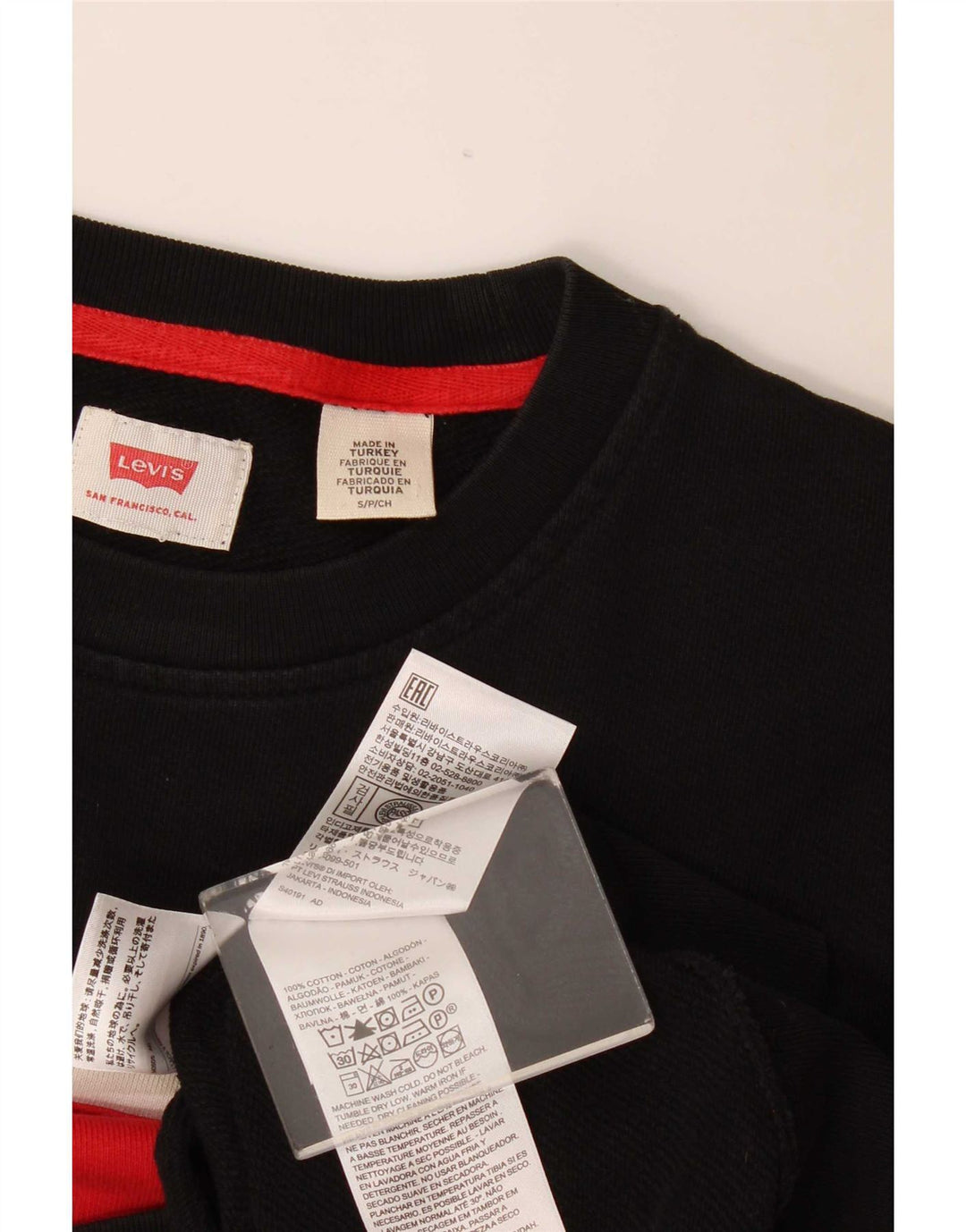 Levi's Graphic Sweatshirt Jumper Small Homme Noir Colorblock Coton