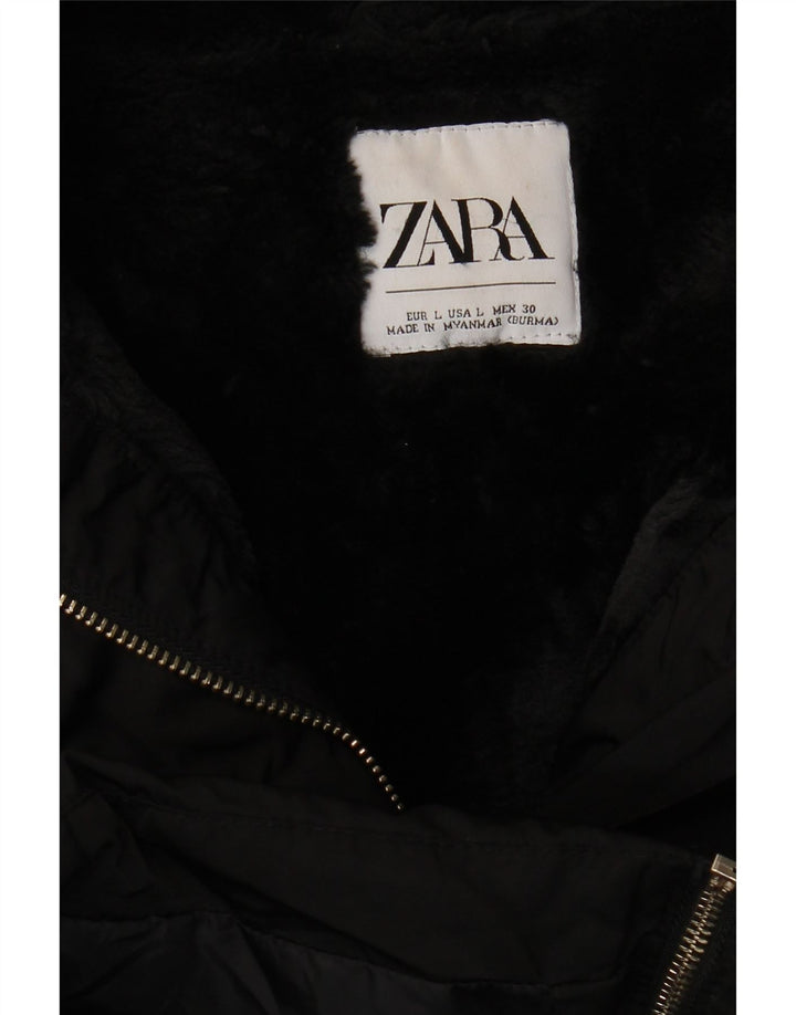 Zara Manteau rembourré pour femme UK 16 Large Noir
