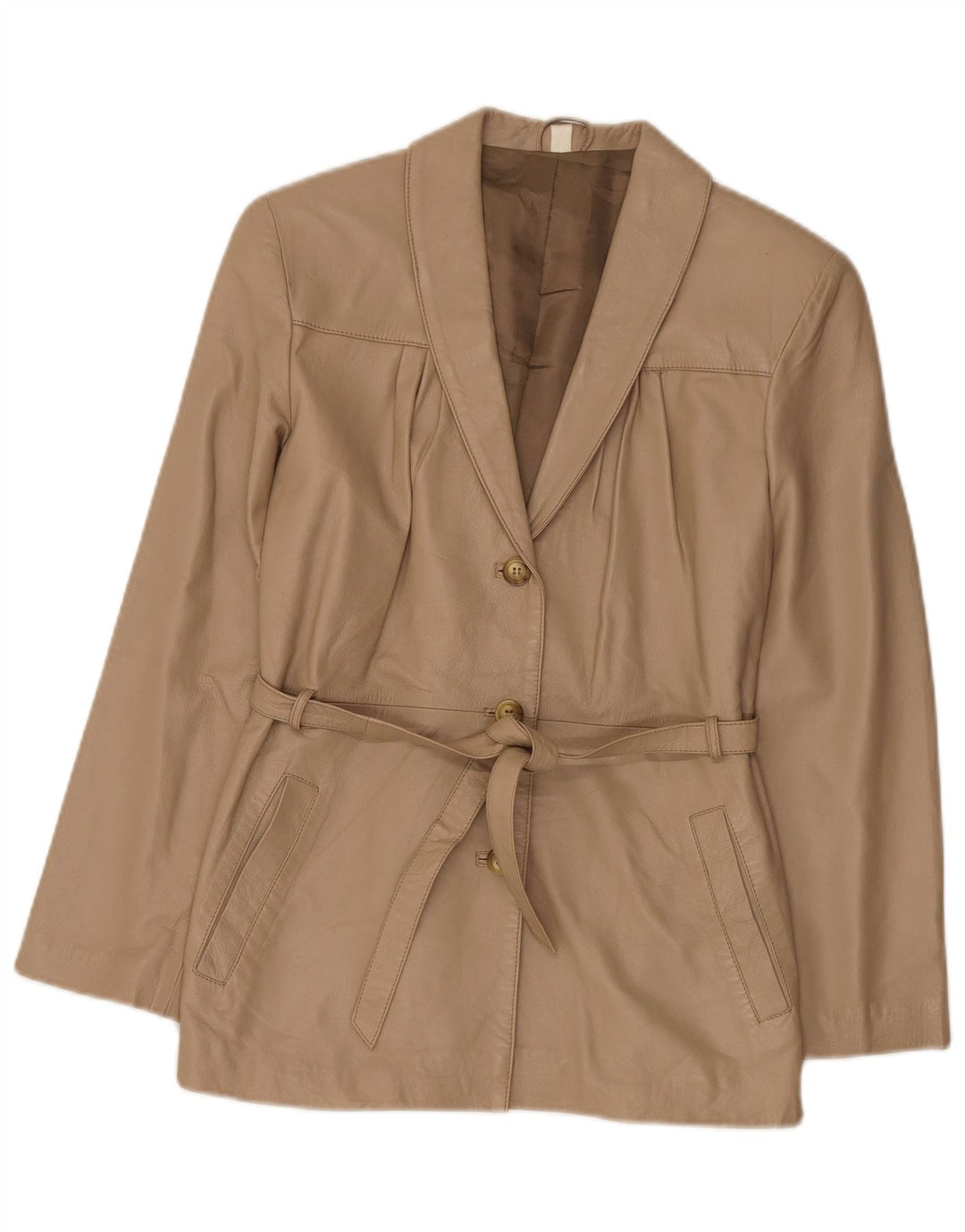 veste en cuir femme vintage IT 42 Beige Moyen