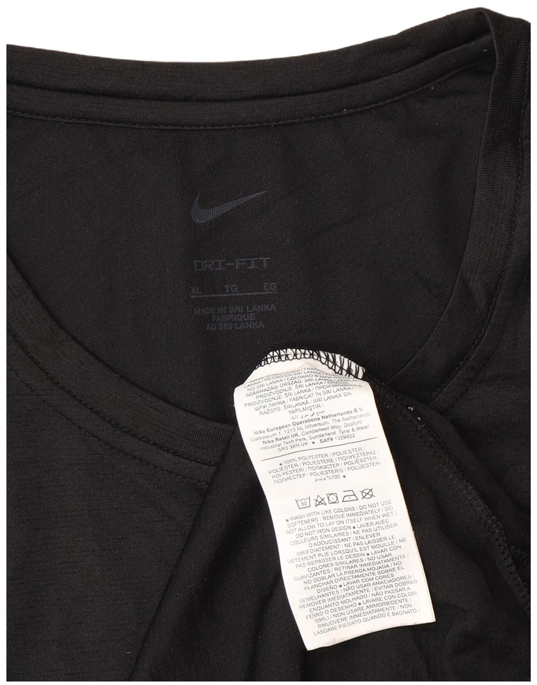 NIKE Hommes Dri Fit T-Shirt Haut XL Noir Polyester