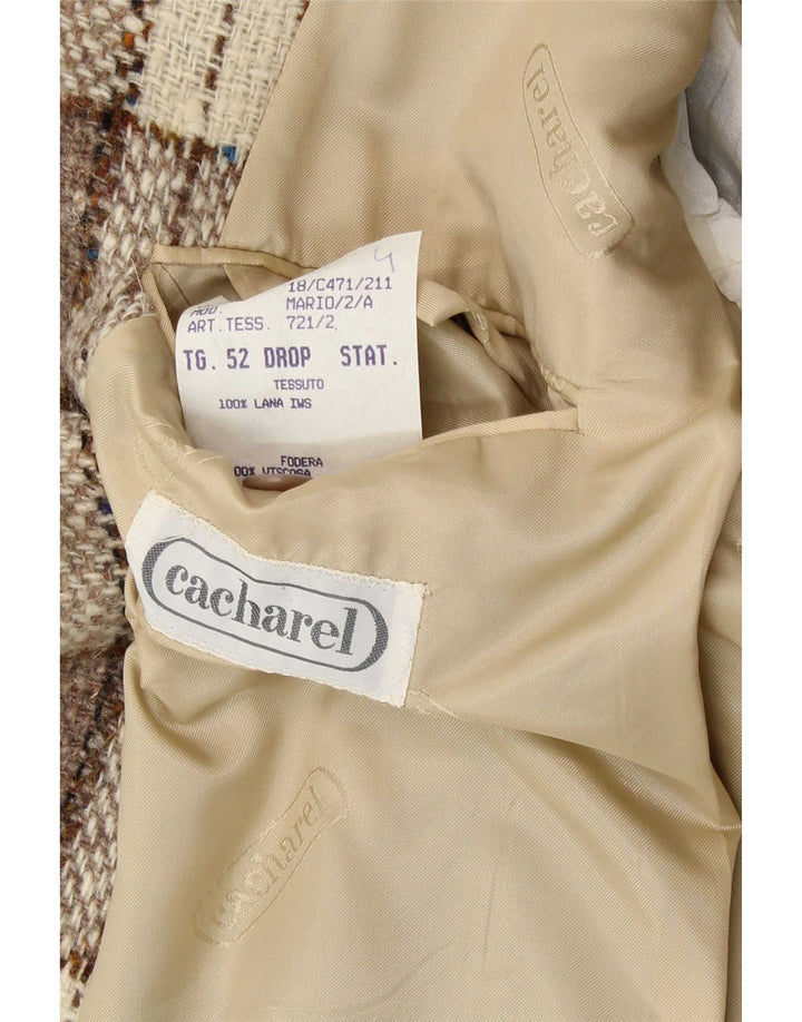 Cacharel Veste Blazer 2 Boutons Homme IT 52 XL Laine à Carreaux Beige
