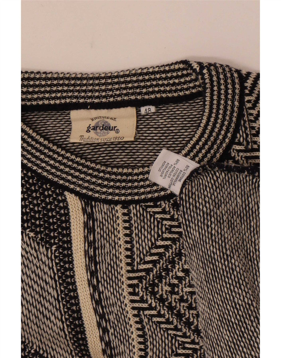 GARDEUR Pull Col Rond Homme IT 48 Gris Moyen Géométrique Coton