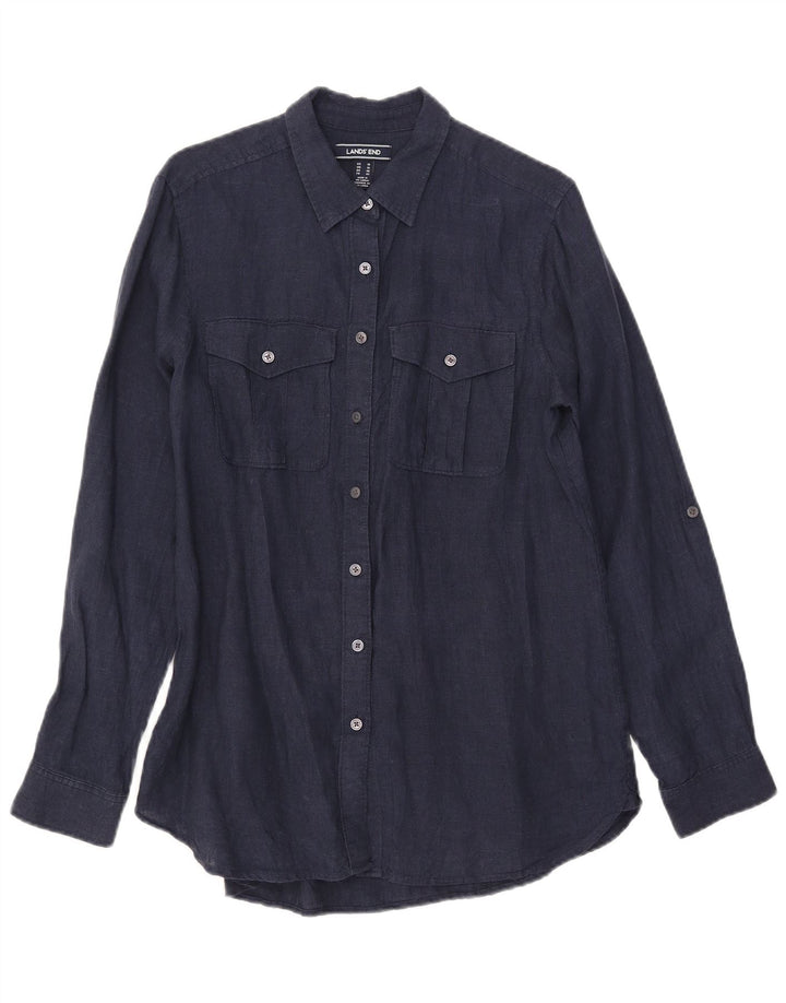 Lands End Chemise Femme UK 14 Large Bleu Marine