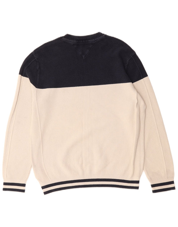 Tommy Hilfiger Pull à col rond pour homme Blanc cassé moyen Colourblock