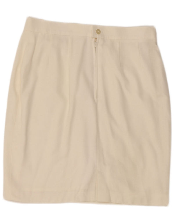 jupe crayon femme vintage UK 18 XL W32 Viscose Blanche