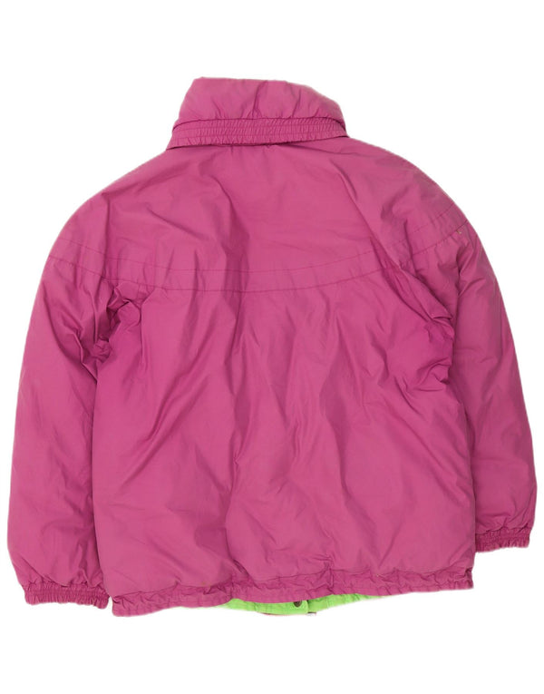 vintage Femme Réversible Veste Rembourrée UK 14 Grand Coton Violet