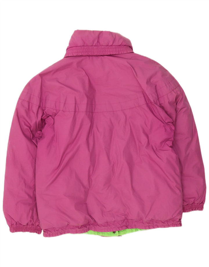 vintage Femme Réversible Veste Rembourrée UK 14 Grand Coton Violet