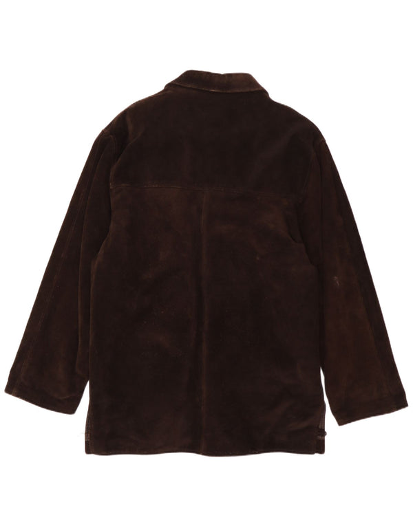 vintage Mens Daim Coupe-vent Manteau UK 40 Grand Cuir Marron