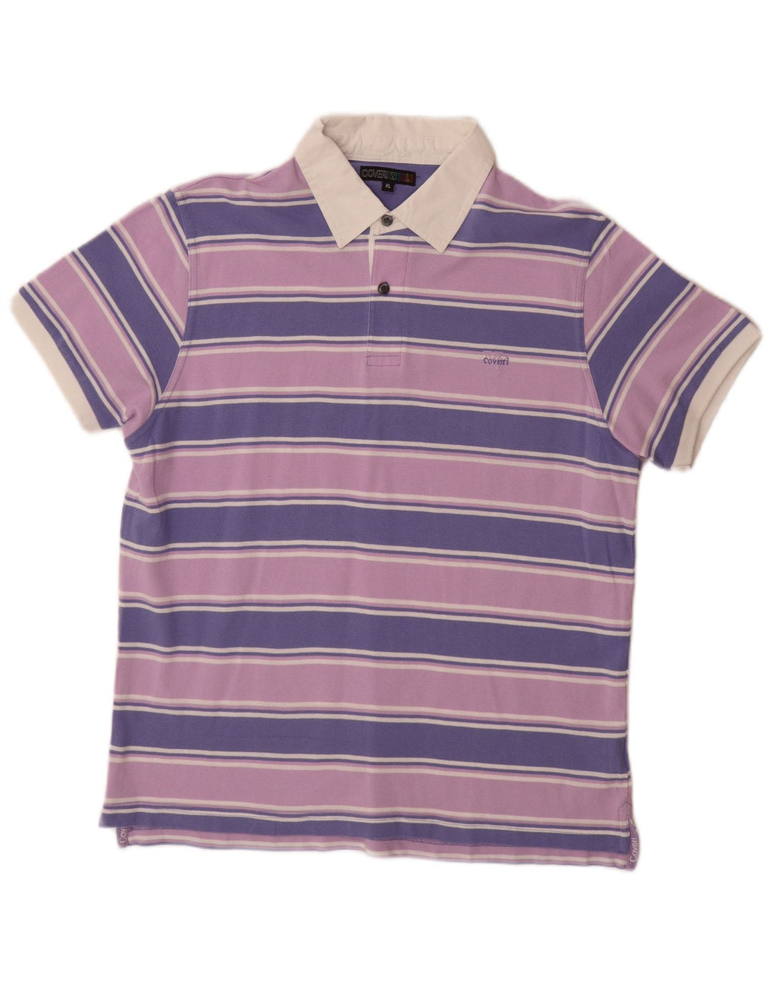 COVERI Polo Homme XL Violet Rayé Coton