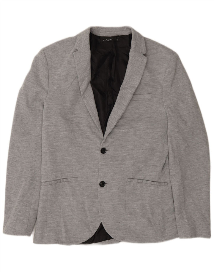 Zara Veste blazer à 2 boutons pour homme UK 40 Large Gris