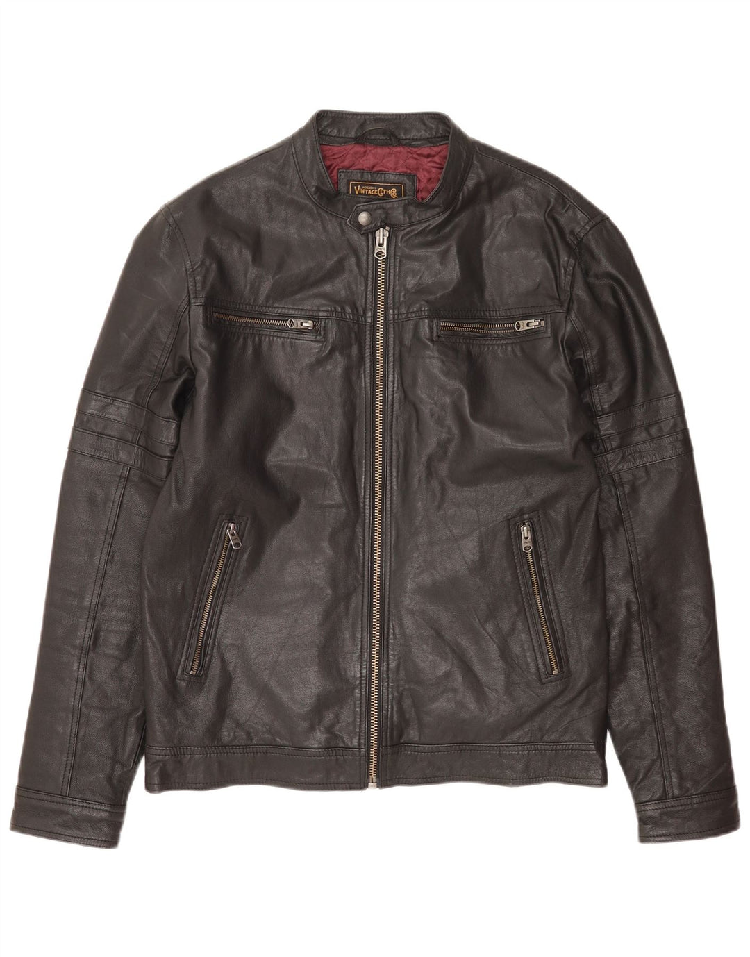 Jack & Jones Veste en cuir pour homme UK 40 Grand cuir noir
