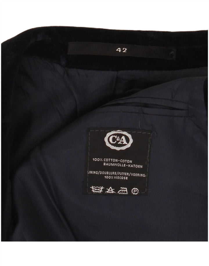 C&A Veste Blazer 2 Boutons Femme IT 42 Bleu Marine Moyen Coton