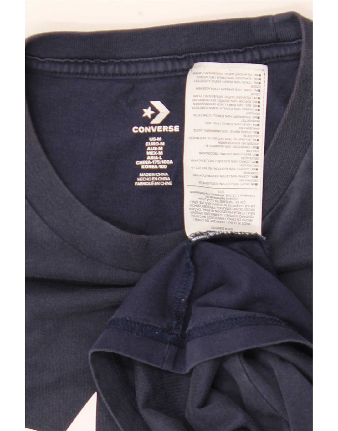 Converse T-Shirt Graphique Homme Bleu Marine Moyen Coton