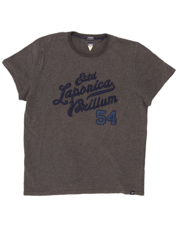 SUPERDRY T-Shirt Graphique Homme Top 3XL Gris Coton