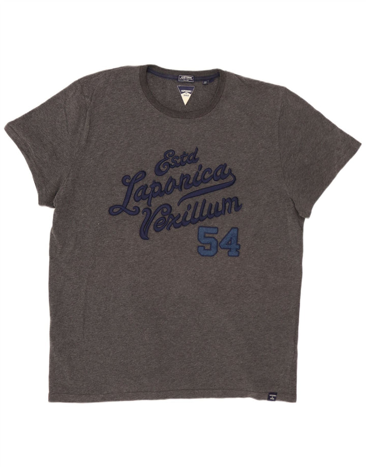 SUPERDRY T-Shirt Graphique Homme Top 3XL Gris Coton