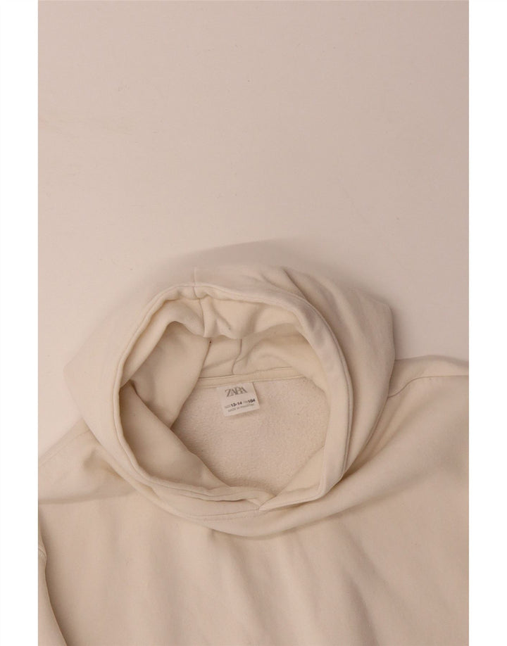 Pull à capuche ZARA filles 13-14 ans coton blanc cassé