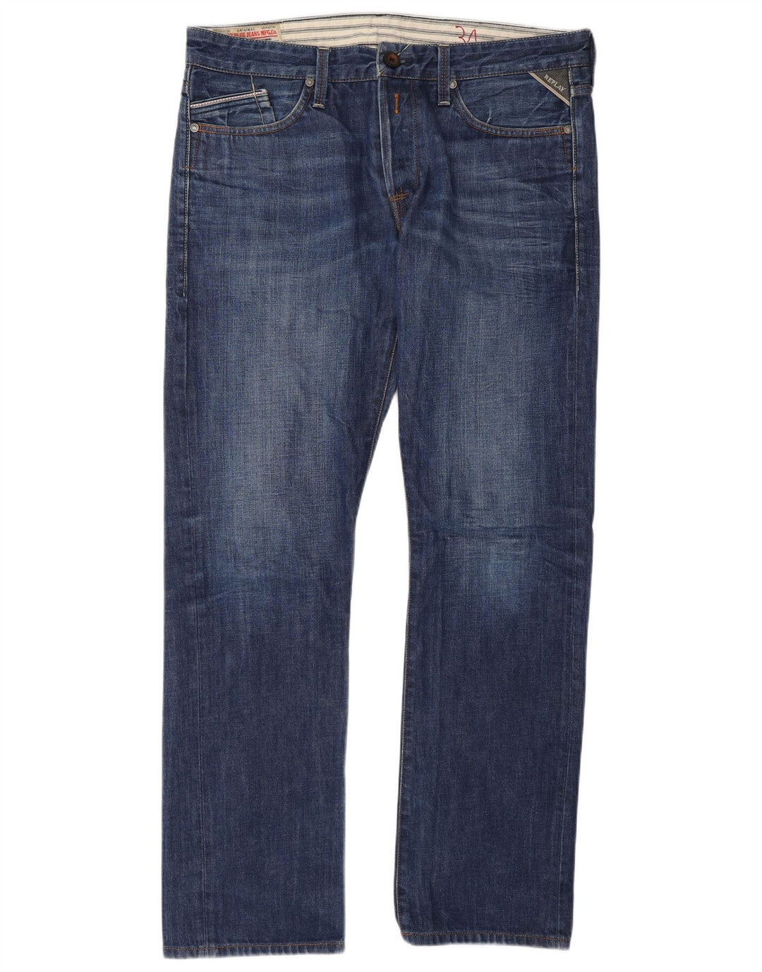 Replay Jean droit homme W34 L32 bleu coton