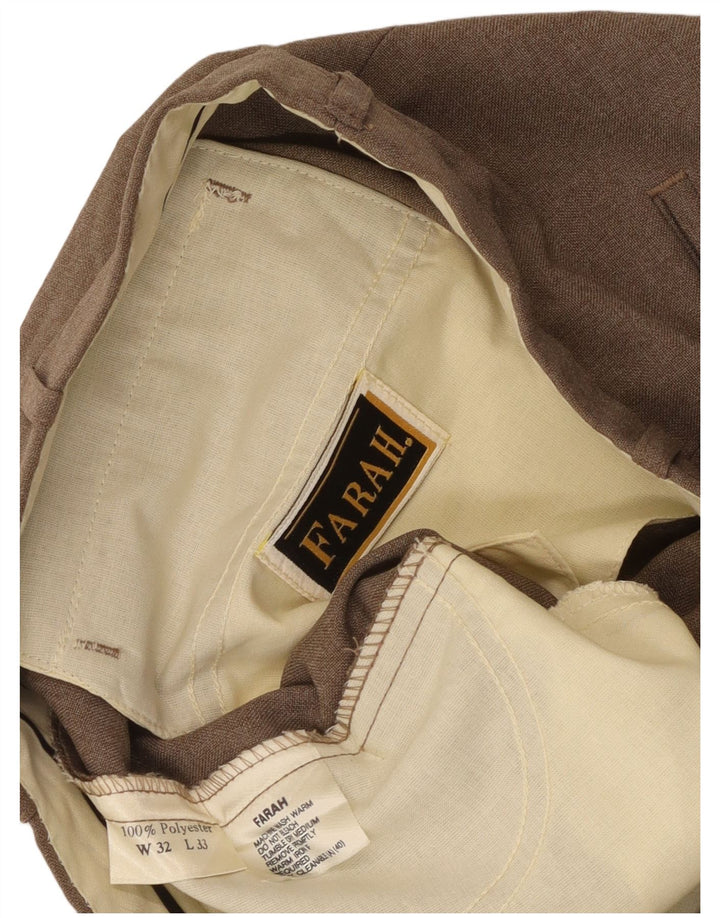 Farah Pantalon de Costume Droit Femme W32 L26 Beige Polyester