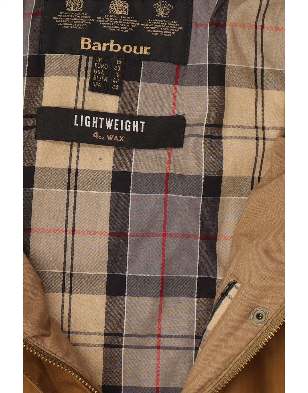 Barbour Veste à capuche en coton ciré pour femme UK 14 Large Marron