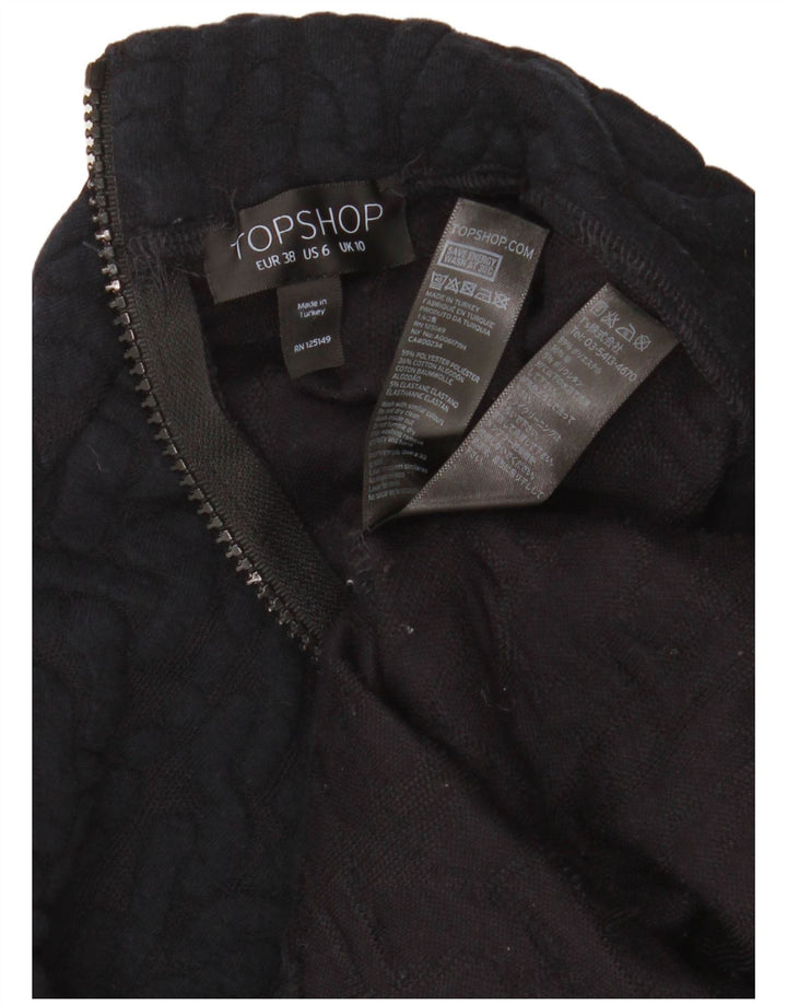 Topshop Robe pull à manches courtes pour femme UK 10 Petit Noir Polyester