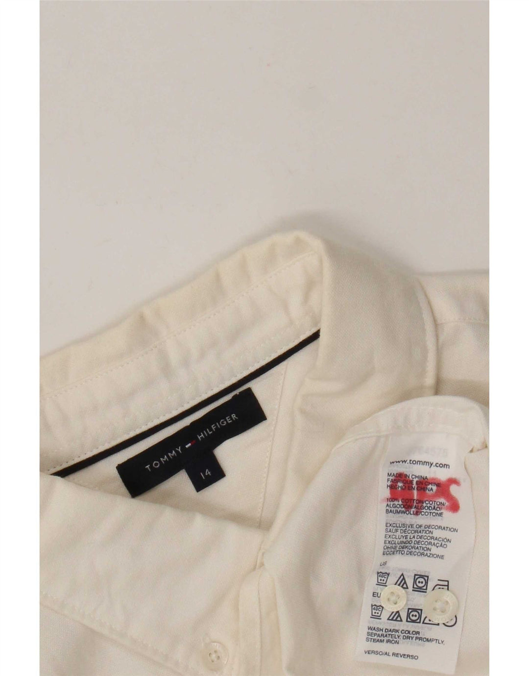 Tommy Hilfiger Chemise Garçon 13-14 ans Blanc Cassé Coton
