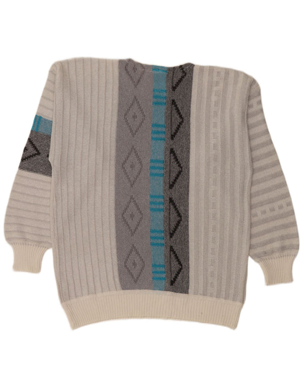 Jockey Pull col rond pour homme en acrylique gris géométrique