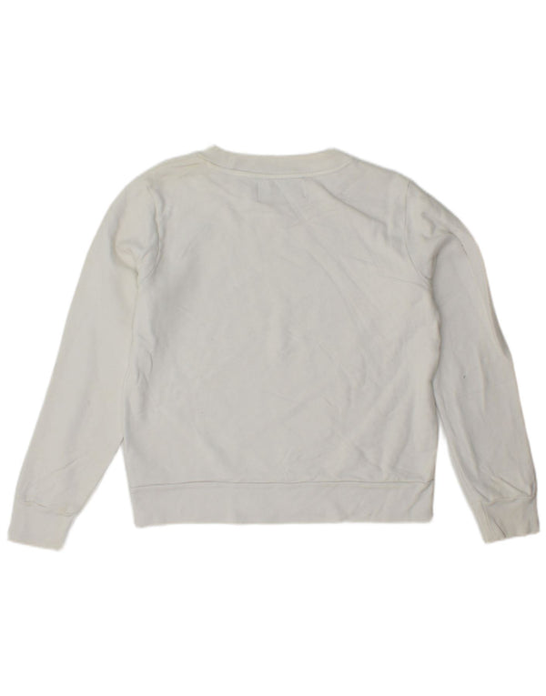CALVIN KLEIN JEANS Sweat-shirt court graphique pour femme UK 6 XS Blanc