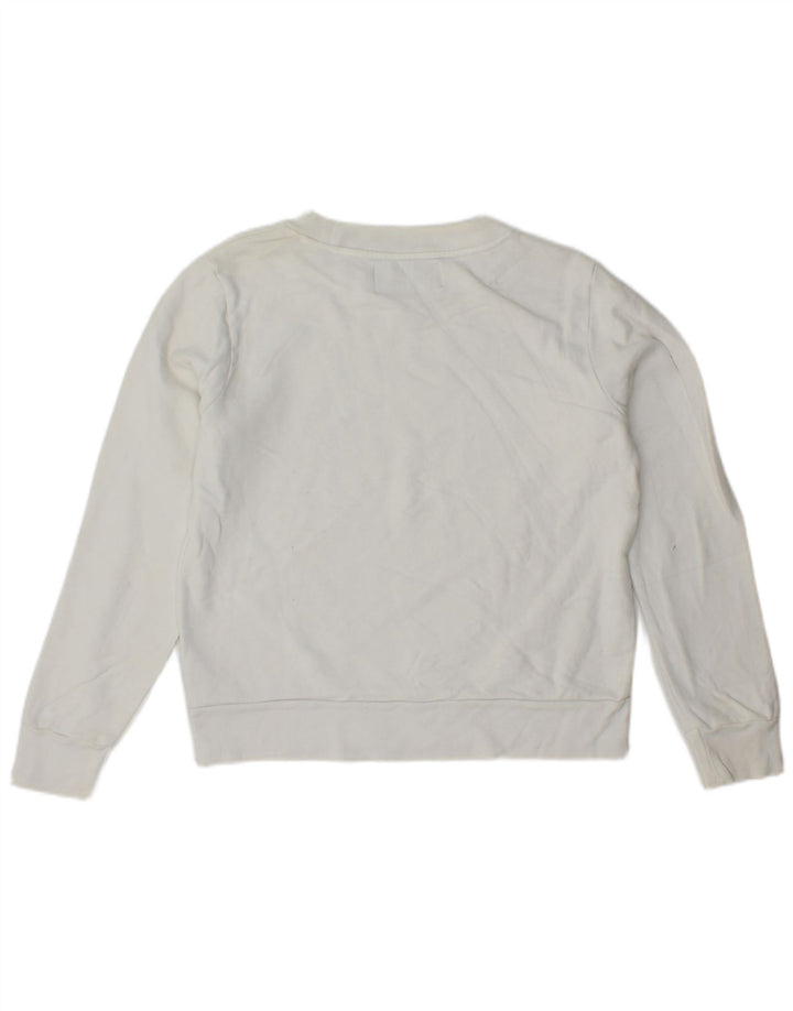 CALVIN KLEIN JEANS Sweat-shirt court graphique pour femme UK 6 XS Blanc