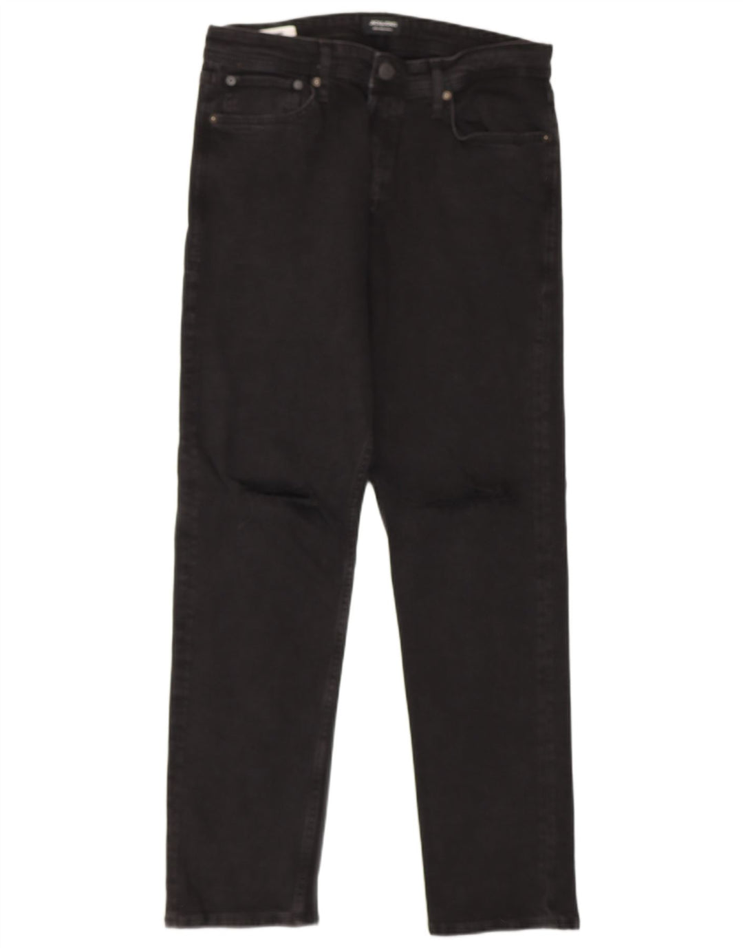 JACK & JONES Mens Straight Jeans W32 L32 Black Cotton