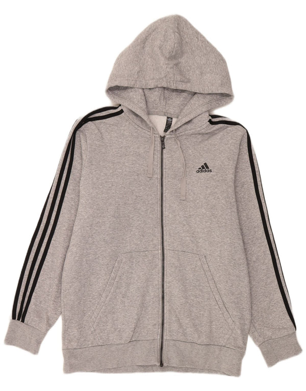 Adidas Pull à capuche zippé pour homme, grand, gris, sport