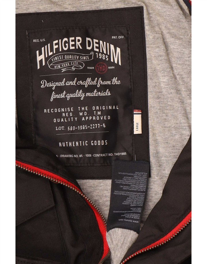 Tommy Hilfiger Veste militaire pour homme UK 40 Large Noir Nylon