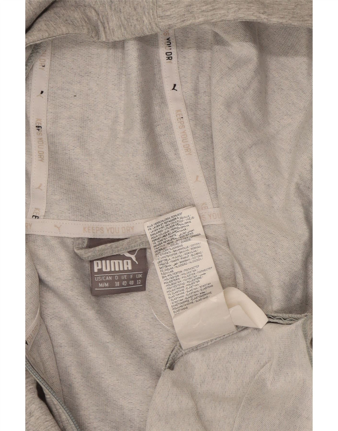 PUMA Pull à capuche zippé graphique pour femme UK 12 Gris moyen Coton