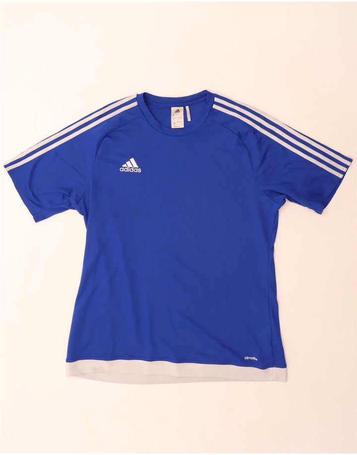 Adidas Hommes Climalite T-Shirt Haut Grand Bleu Colorblock Polyester