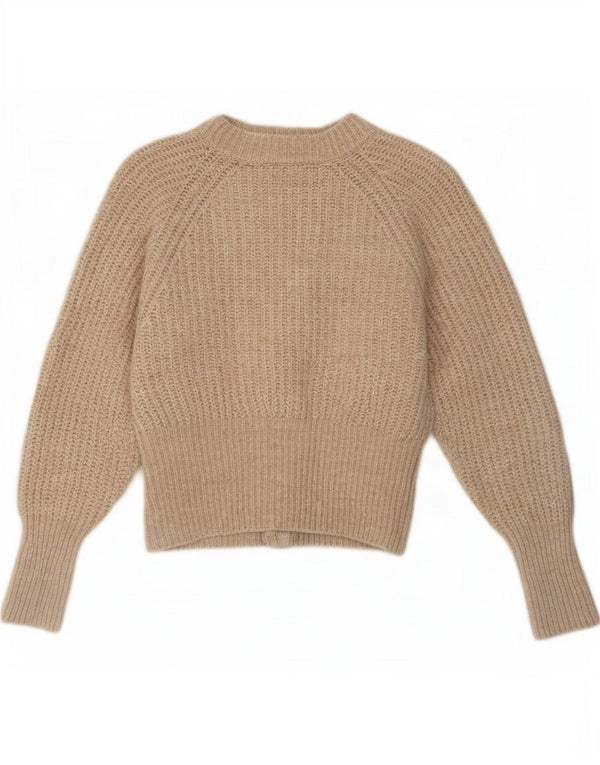 Zara Femme Cardigan Pull UK 12 Polyester Beige Moyen