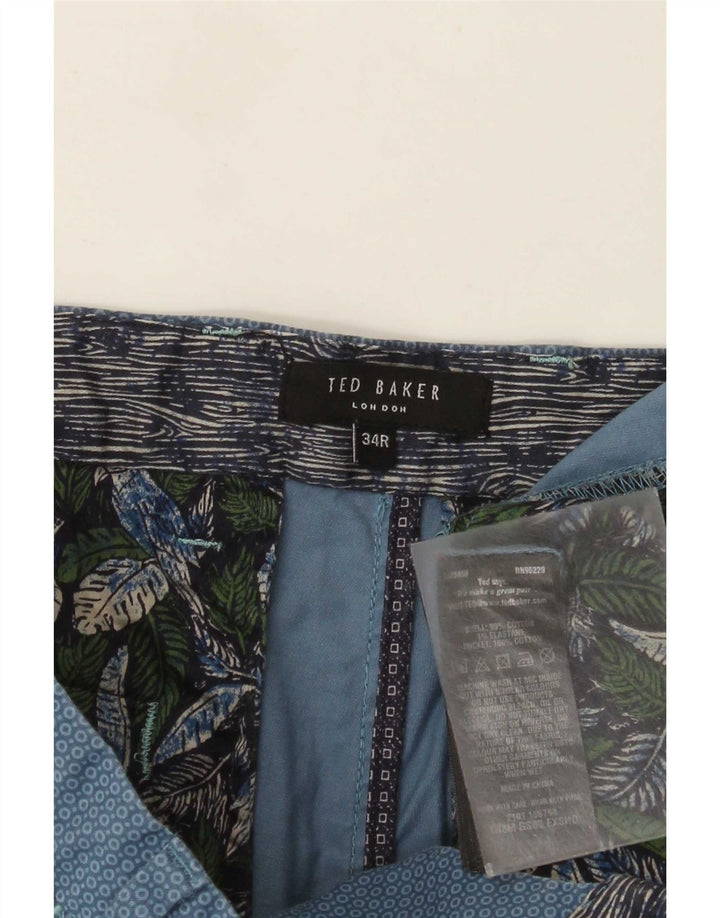 Ted Baker Short Chino Homme W34 Large Bleu Géométrique Coton
