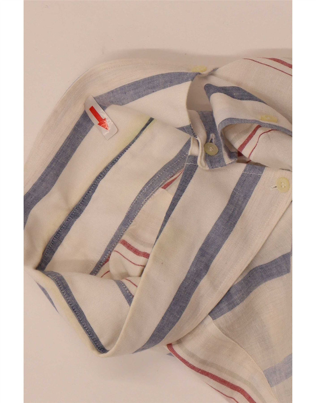Lacoste Chemise à manches courtes pour homme Taille 42 Grand lin rayé blanc