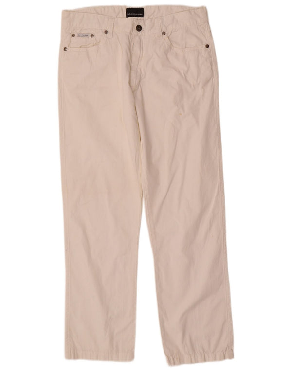 Calvin Klein Pantalon décontracté droit pour homme W30 L29 Blanc Coton