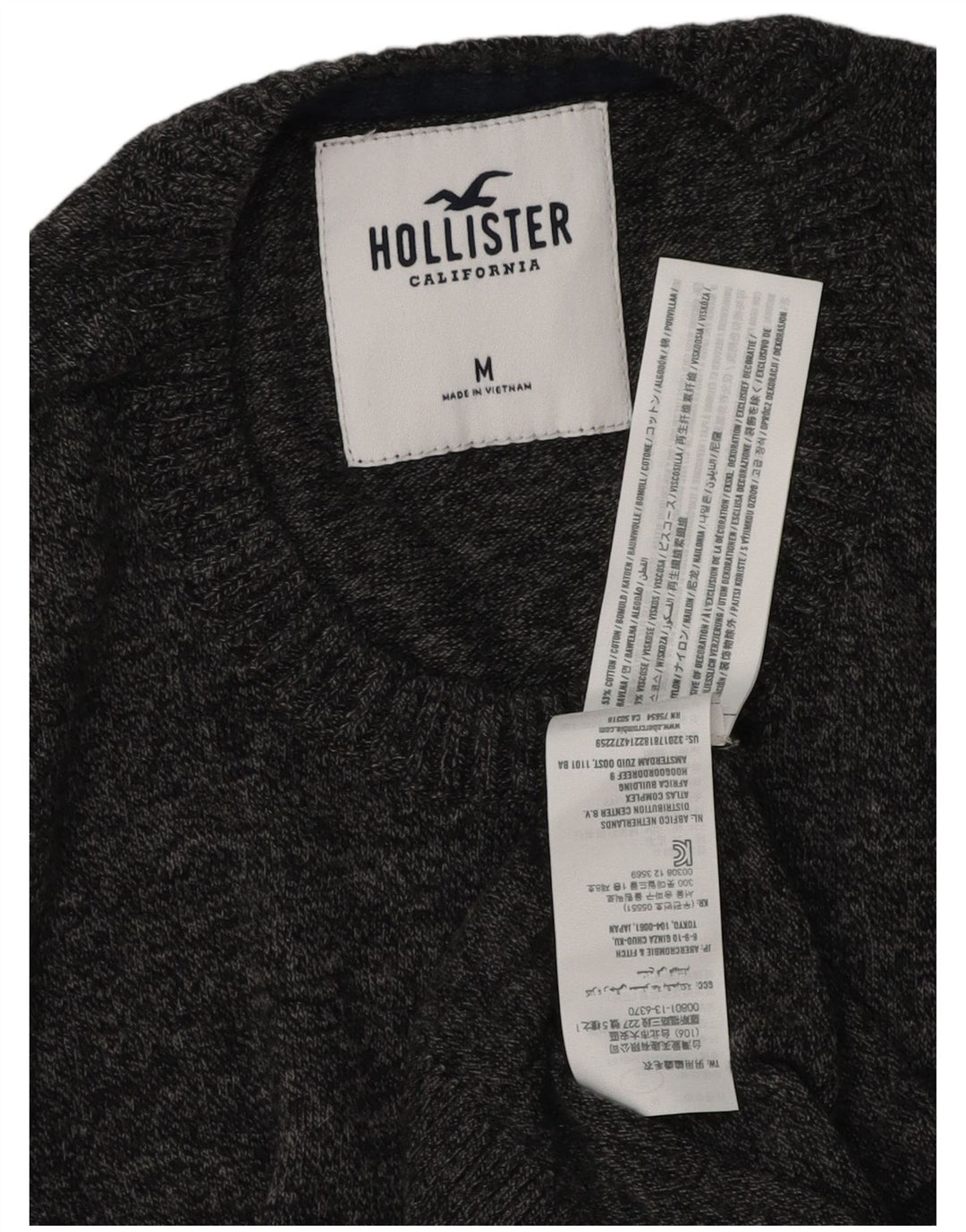 Hollister Pull Ras du Cou Homme Gris Moyen Moucheté Coton