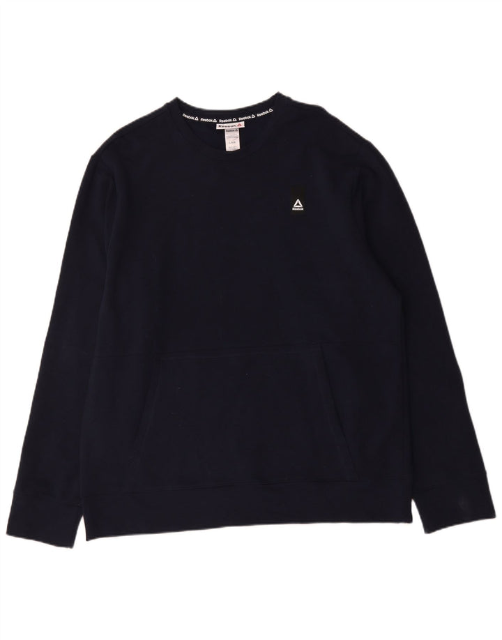 Reebok Sweat-shirt pour homme en coton bleu marine Taille L