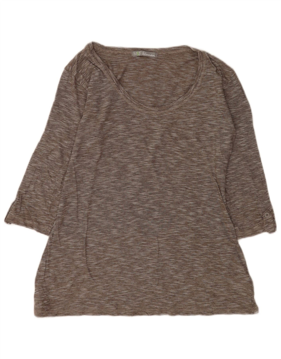 Marks & Spencer Haut à manches 3/4 pour femme UK 12 Gris moyen en coton moucheté